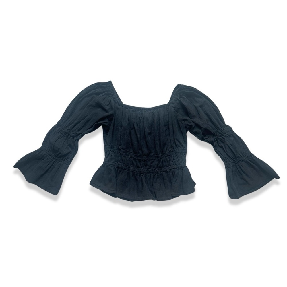 Wayf Black Peasant Top Off-The-Shoulder Milk Maid Blouse Size Small